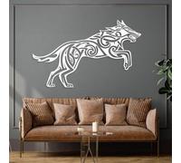 Arte de Pared de Metal Minimalista Moderno, decoración de Pared de Metal de Lobo Vikingo, decoración de Pared de Nudo Celta, Lobo de Metal, decoración de Pared vikinga, decoración de Fenrir, decoraci