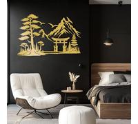Arte de Pared de Metal Minimalista Moderno, decoración para el hogar, Puerta Torii Japonesa, decoración de Pared de Metal, Paisaje de montaña, Puerta Torii, bonsái, Pino, decoración de guarida Zen, d