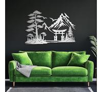 Arte de Pared de Metal Minimalista Moderno, decoración para el hogar, Puerta Torii Japonesa, decoración de Pared de Metal, Paisaje de montaña, Puerta Torii, bonsái, Pino, decoración de Estudio Zen, d