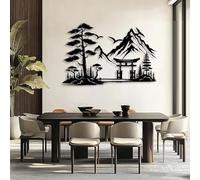 Arte de Pared de Metal Minimalista Moderno, decoración para el hogar, Puerta Torii Japonesa, decoración de Pared de Metal, Paisaje de montaña, Puerta Torii, bonsái, Pino, decoración de Estudio Zen, d