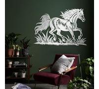 Arte de Pared de Metal Minimalista Moderno para decoración del hogar, Caballo Corriendo en un Prado, Caballo, Obra de Arte de Animales Salvajes de Gran tamaño, pósteres de Naturaleza para la estética