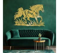 Arte de Pared de Metal Minimalista Moderno para decoración del hogar, Caballo Corriendo en un Prado, Caballo, Obra de Arte de Animales Salvajes de Gran tamaño, pósteres de Naturaleza para la estética
