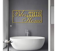 Arte de Pared de Metal Negro Bendice Este hogar, Letrero de Metal Bendito en Negro, Dorado y Blanco, decoración de Pared, Escultura Moderna para Sala de Estar, Dormitorio, Pasillo y Deco