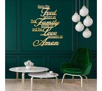 Arte de Pared de Metal Negro Bendice los Alimentos Que Tenemos Delante, Arte de Pared Espiritual con oración bíblica de Metal, decoración de Arte Cristiano, Escultura Moderna para Sala de