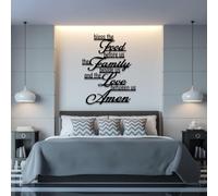 Arte de Pared de Metal Negro Bendice los Alimentos Que Tenemos Delante, Arte de Pared Espiritual con oración bíblica de Metal, decoración de Arte Cristiano, Escultura Moderna para Sala de