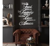 Arte de Pared de Metal Negro Bendice los Alimentos Que Tenemos Delante, Arte de Pared Espiritual con oración bíblica de Metal, decoración de Arte Cristiano, Escultura Moderna para Sala de