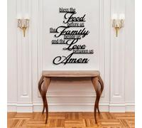 Arte de Pared de Metal Negro Bendice los Alimentos Que Tenemos Delante, Arte de Pared Espiritual con oración bíblica de Metal, decoración de Arte Cristiano, Escultura Moderna para Sala de