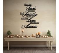 Arte de Pared de Metal Negro Bendice los Alimentos Que Tenemos Delante, Arte de Pared Espiritual con oración bíblica de Metal, decoración de Arte Cristiano, Escultura Moderna para Sala de