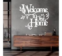 Arte de Pared de Metal Negro Bienvenido a Nuestro hogar, decoración de Pared con Palabras de Metal, decoración artística de Bienvenida, Escultura Moderna para Sala de Estar, Dormitorio, pa