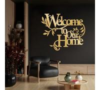 Arte de Pared de Metal Negro Bienvenido a Nuestro hogar, decoración de Pared con Palabras de Metal, Escultura Moderna de Bienvenida para Sala de Estar, Dormitorio, Pasillo y decoración del