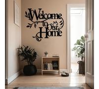 Arte de Pared de Metal Negro Bienvenido a Nuestro hogar, decoración de Pared con Palabras de Metal, Escultura Moderna de Bienvenida para Sala de Estar, Dormitorio, Pasillo y decoración del