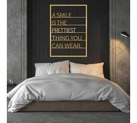 Arte de Pared de Metal Negro con Cita de Sonrisa, decoración de Arte de Pared inspiradora Positiva de Metal, decoración de Arte de Interior para Oficina para Sala de Estar, Dormitorio, pasil
