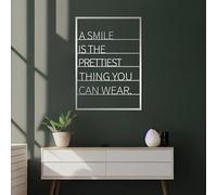 Arte de Pared de Metal Negro con Cita de Sonrisa, decoración de Pared de Metal Positiva e inspiradora, decoración de Arte de Interior para Oficina, Sala de Estar, Dormitorio, Pasillo y escal