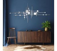 Arte de Pared de Metal Negro con líneas geométricas, decoración Minimalista Moderna de Metal para sobre la Cama, Escultura de Arte Moderno para Sala de Estar, Dormitorio y Pasillo.