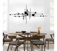 Arte de Pared de Metal Negro con líneas geométricas, decoración Minimalista Moderna de Metal para sobre la Cama, Escultura de Arte Moderno para Sala de Estar, Dormitorio y Pasillo.