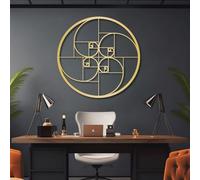 Arte de Pared de Metal Negro con proporción áurea, decoración de Pared geométrica en Espiral de Fibonacci de Metal, decoración de Arte de proporción, Escultura Moderna para Sala de Estar, do