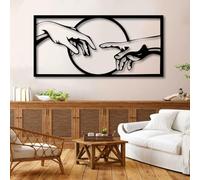 Arte de Pared de Metal Negro de la Creación de Adán, decoración de Pared de Arte religioso Cristiano de Metal de la Mano de Dios, Escultura Moderna de decoración de Obras de Arte Cristi