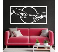 Arte de Pared de Metal Negro de la Creación de Adán, decoración de Pared de Arte religioso Cristiano de Metal de la Mano de Dios, Escultura Moderna de decoración de Obras de Arte Cristi