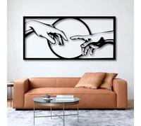 Arte de Pared de Metal Negro de la Creación de Adán, decoración de Pared de Arte religioso Cristiano de Metal de la Mano de Dios, Escultura Moderna de decoración de Obras de Arte Cristi