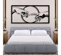 Arte de Pared de Metal Negro de la Creación de Adán, decoración de Pared de Arte religioso Cristiano de Metal de la Mano de Dios, Escultura Moderna de decoración de Obras de Arte Cristi