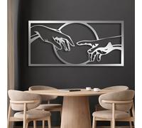 Arte de Pared de Metal Negro de la Creación de Adán, decoración de Pared de Arte religioso Cristiano de Metal de la Mano de Dios, Escultura Moderna de decoración de Obras de Arte Cristi