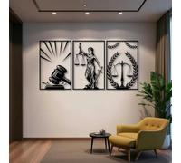 Arte de Pared de Metal Negro de la Dama de la Justicia, decoración de Arte de Pared de Metal para Oficina de Abogado, decoración artística de facultad de Derecho para Sala de Estar, dormitor