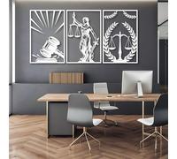 Arte de Pared de Metal Negro de la Dama de la Justicia, decoración de Arte de Pared de Metal para Oficina de Abogado, decoración artística de facultad de Derecho para Sala de Estar, dormitor