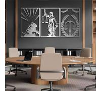 Arte de Pared de Metal Negro de la Dama de la Justicia, decoración de Arte de Pared de Metal para Oficina de Abogado, decoración de Arte de facultad de Derecho para Sala de Estar, Dormitorio