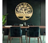 Arte de Pared de Metal Negro del Fruto del Espíritu, árbol de la Vida de Metal, decoración de Pared de Arte Cristiano, Escultura Moderna con versículo bíblico para Sala de Estar, dormit