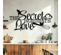 Arte de Pared de Metal Negro El ingrediente Secreto es el Amor, decoración de Pared de Metal para Comedor, Cocina y Sala de Estar, Escultura Moderna Decorativa El ingrediente Secreto es e