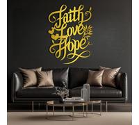 Arte de Pared de Metal Negro Fe Esperanza Amor, decoración de Arte de Pared Cristiana inspiradora de Metal, decoración de Arte de Interior para Oficina para Sala de Estar, Dormitorio, pasill