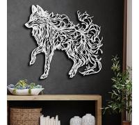 Arte de Pared de Metal para Sala de Estar, decoración de Lobo Salvaje, Escultura de Safari, decoración Minimalista Moderna Abstracta con temática NATU