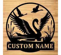 Arte de pared de metal personalizado con cisne, letreros de nombre de metal, letreros de luz LED, letreros de 10 a 24 pulgadas