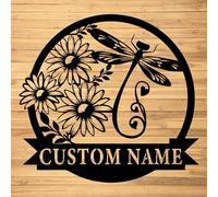 Arte de pared de metal personalizado con libélula, letreros de nombre de metal, letreros de luz LED, letreros de 10 a 24 pulgadas