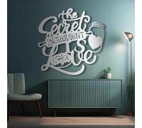 Arte de Pared de Metal Plateado El ingrediente Secreto Siempre es el Amor, Regalo de Arte de Cocina de Metal, decoración de Pared, Obra de Arte El ingrediente Secreto Siempre es el Amor,