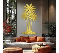 Arte de Pared de Palmera Dorada de Metal, decoración de Pared de Arte Tropical Playero de Metal, Escultura Moderna de Arte de Palmera para Sala de Estar, Dormitorio, Pasillo y decoración de