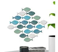 Arte de pared de peces - 20 piezas de esculturas de madera pintadas a mano Diseño creativo | Da a cualquier habitación un toque marítimo y una decoración divertida. Decoración de pared náutica para ba