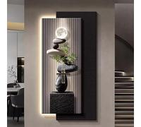 Arte de pared de piedra arenisca 3D con luz LED, decoración de pared grande, interruptor de control remoto para entrada, sala de estar y pasillo