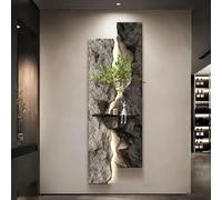 Arte de pared de piedra arenisca LED 3D, escultura colgante con plantas hidropónicas para decoración de sala de estar, fuente de alimentación enchufable, acento único para el hogar, decoración de