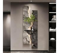 Arte de pared de piedra arenisca LED 3D, escultura colgante moderna con plantas hidropónicas para decoración de sala de estar, fuente de alimentación enchufable, decoración única del hogar, arte de