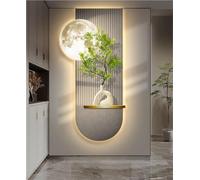 Arte de pared de plantas de simulación LED 3D, decoración verde creativa para sala de estar, dormitorio y decoración de entrada