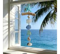 Arte de pared de playa hecho a mano con madera flotante, estrella de mar, caracola, gafas de mar y conchas marinas, decoración de pared costera, paredes náuticas del océano para colgar en la playa