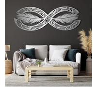 Arte de pared de plumas, decoración de pared de metal infinito para sala de estar, dormitorio, oficina, pasillo