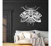 Arte de Pared de Polilla Cabeza de la Muerte Negra de Metal, decoración de Pared de Esqueleto gótico de Calavera de Metal, decoración de Arte de Halloween, Escultura Moderna para Sala de EST