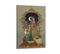 Arte de pared de princesa tigre, impresión mística, póster de fantasía, lienzo mágico, decoración encantadora para sala de estar, póster decorativo, lienzo de pared e impresión artística moderna cama