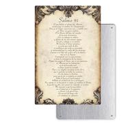Arte De Pared De Salmo - Salmo 91 Letrero De Metal Español, Placa Cristiana Vintage | Decoración Religiosa De La Pared, Arte Del Escudo Del Versículo Bíblico | Regalos De Fe Inspiradores Para El Hogar