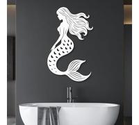 Arte de Pared de Sirena Negra de Metal, decoración de Arte de Pared náutica Costera de Metal, decoración de Arte de Interior para baño para Sala de Estar, Dormitorio, Pasillo y escaleras, de