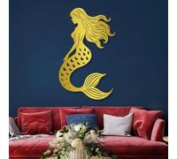 Arte de Pared de Sirena Negra de Metal, decoración de Arte de Pared náutica Costera de Metal, decoración de Arte de Interior para baño para Sala de Estar, Dormitorio, Pasillo y escaleras, de