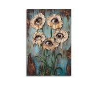 Arte de pared de surrealismo de fantasía, impresión floral gótica oscura con ojos, póster de pinturas colgantes, decoración artística creativa para dormitorio y sala de estar, 40 x 60 cm