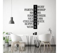 Arte de Pared de Trabajo en Equipo de Metal Negro, decoración de Pared con Letras de Metal Inspiradoras para el hogar y la Oficina, Escultura Moderna Decorativa de Trabajo en Equipo para s